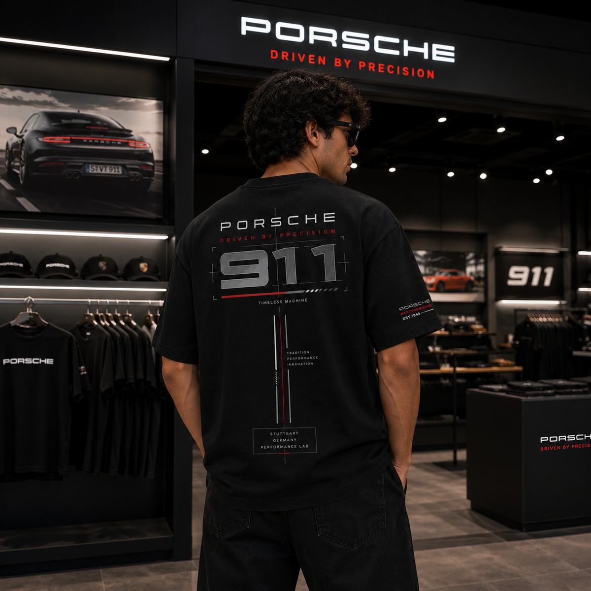 Porsche Performance Engineered Oversized Black T-Shirt