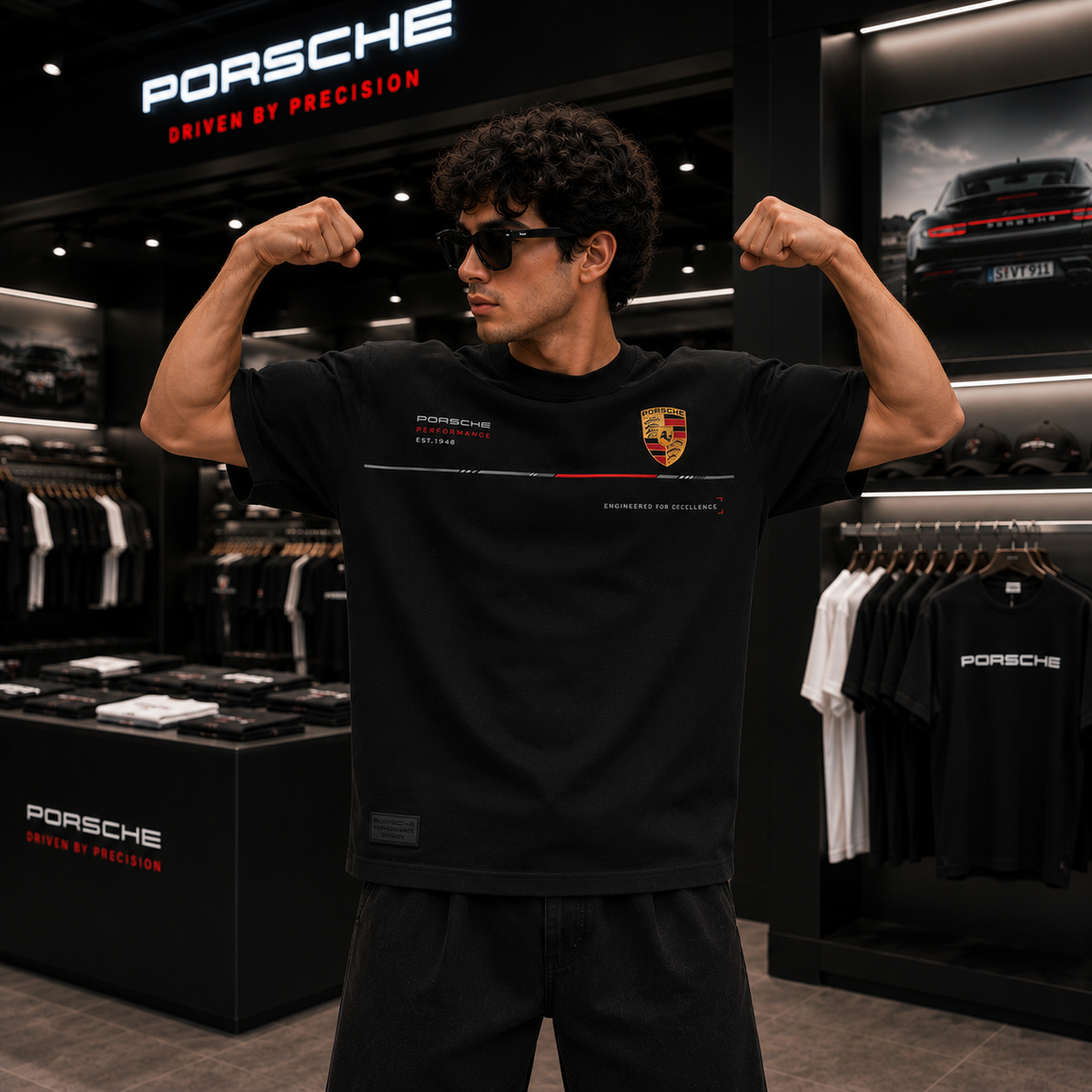 Porsche Performance Engineered Oversized Black T-Shirt