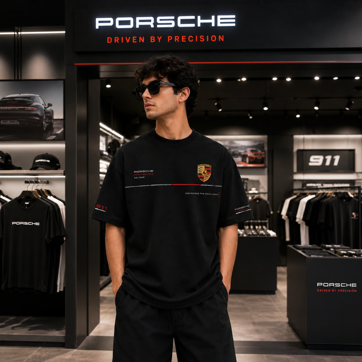 Porsche Performance Engineered Oversized Black T-Shirt